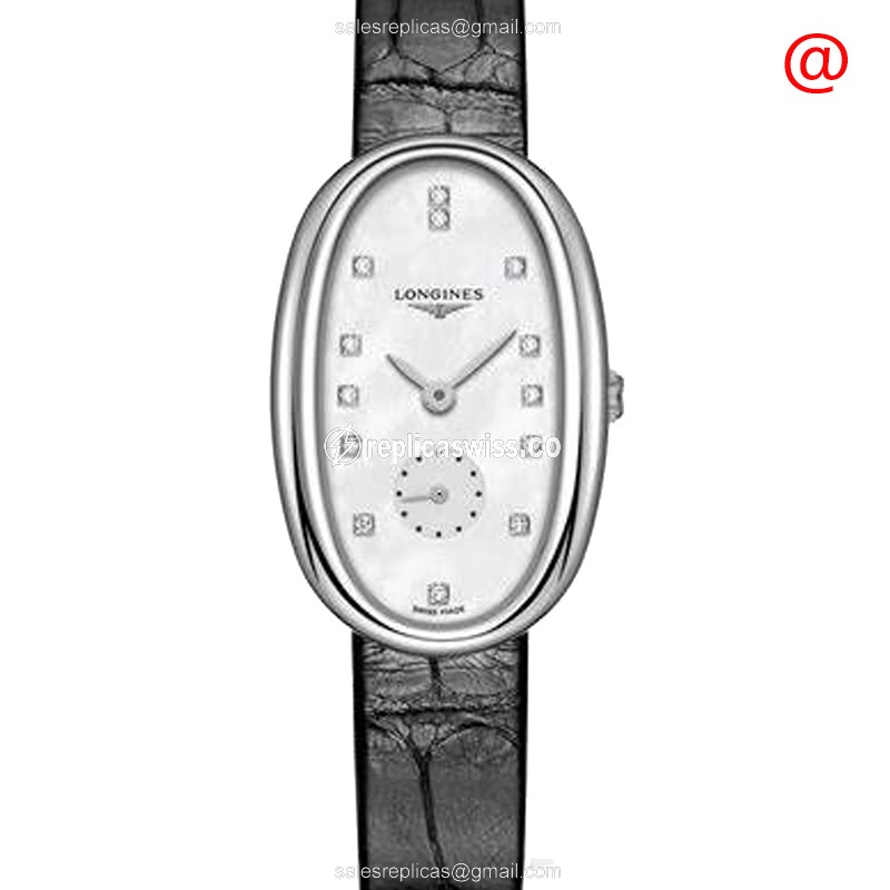 Longines Symphonette Replica - Automatic - Steel Case - White Dial - Black Alligator Strap - Luxury Longines Replica Watch
