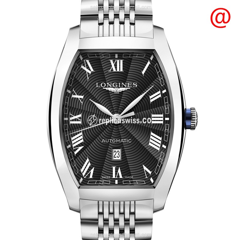 Longines EVIDENZA Replica - Automatic - Black Dial, Steel Case, Silver Strap - Luxury Replica EVIDENZA Watch