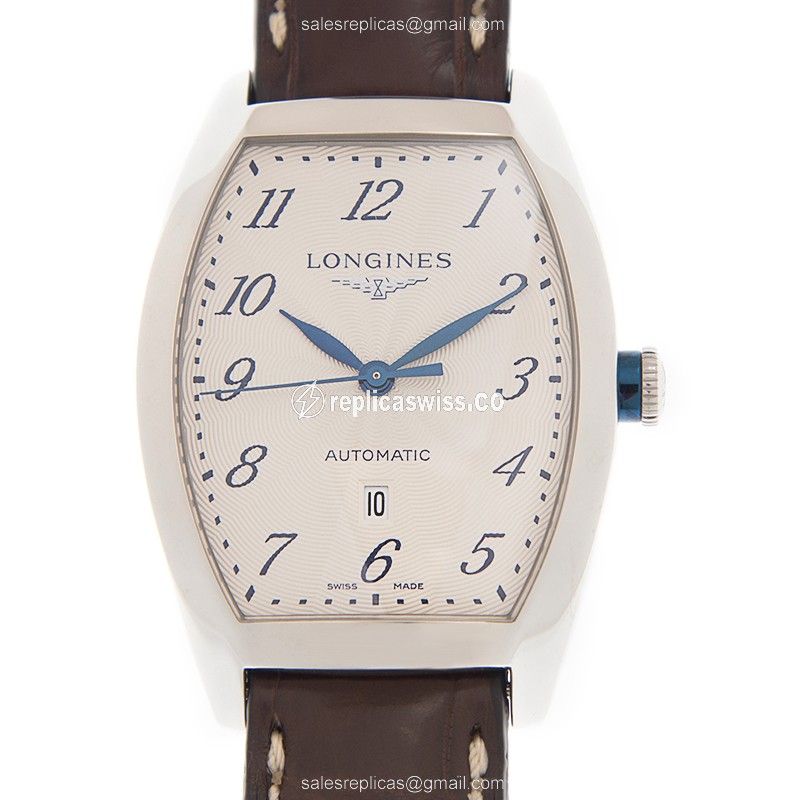 Longines EVIDENZA Replica - Automatic - Steel Case - Belge Dial - Brown Leather Strap