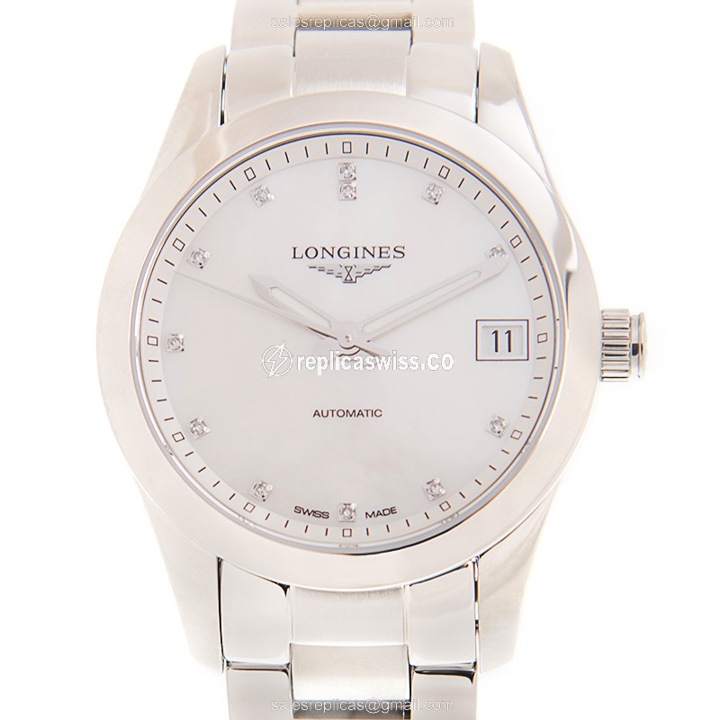 Longines CONQUEST CLASSIC Replica - Automatic - White Dial, Silver Clasp & Strap - Luxury Replica CONQUEST CLASSIC Watch