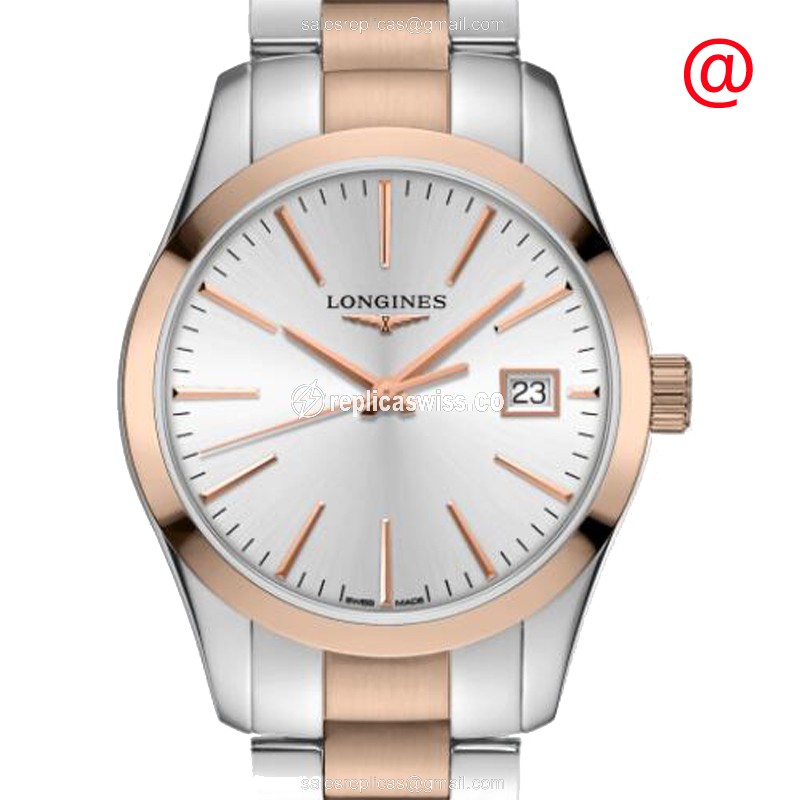 Longines CONQUEST Classic Replica - Quartz - 18kt Rose Gold Case - Silver Dial - Luxury Replica CONQUEST CLASSIC Watch