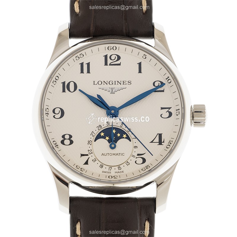 Longines Master Automatic Replica - White Dial on Leather Strap