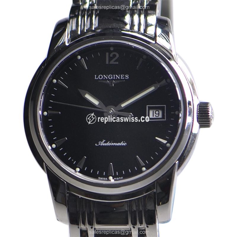 Longines Saint Imier Automatic - Steel Case, Black Dial | Silver Clasp, Steel Strap - Luxury  Watch