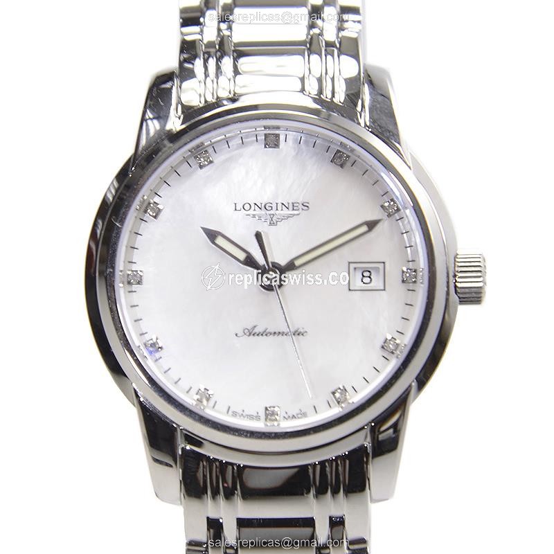 Longines Saint Imier Replica - Automatic - Steel Case - White Dial - Silver Steel Band - Luxury Replica SAINT IMIER Watch