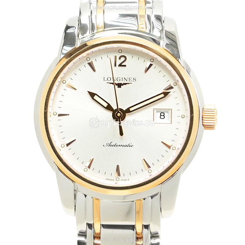 Longines SAINT IMIER Replica - Automatic - 18kt Rose Gold & Steel - Silver Dial - Clasp - Luxury Replica SAINT IMIER Watch