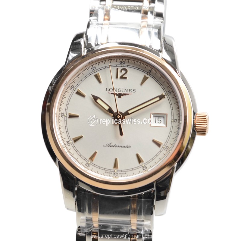 Longines SAINT IMIER Replica - Automatic - 18kt Rose Gold & Steel - Silver Dial