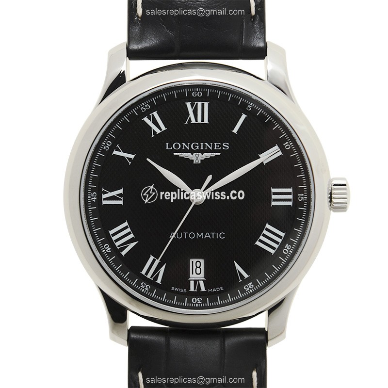 Longines L2.628.4.51.7 Replica - Automatic - Steel Case - Black Dial, Alligator Strap - Luxury  Watch