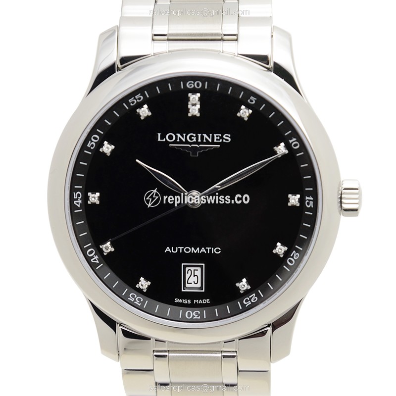 Longines L2.628.4.57.6 Replica - Automatic - Steel Case - Black Dial - Silver Steel Strap - Luxury Longines Replica Watch