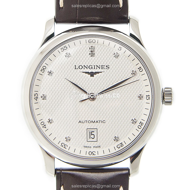 Longines L2.628.4.77.3 Replica - Automatic - Steel Case - White Dial, Brown Alligator Strap