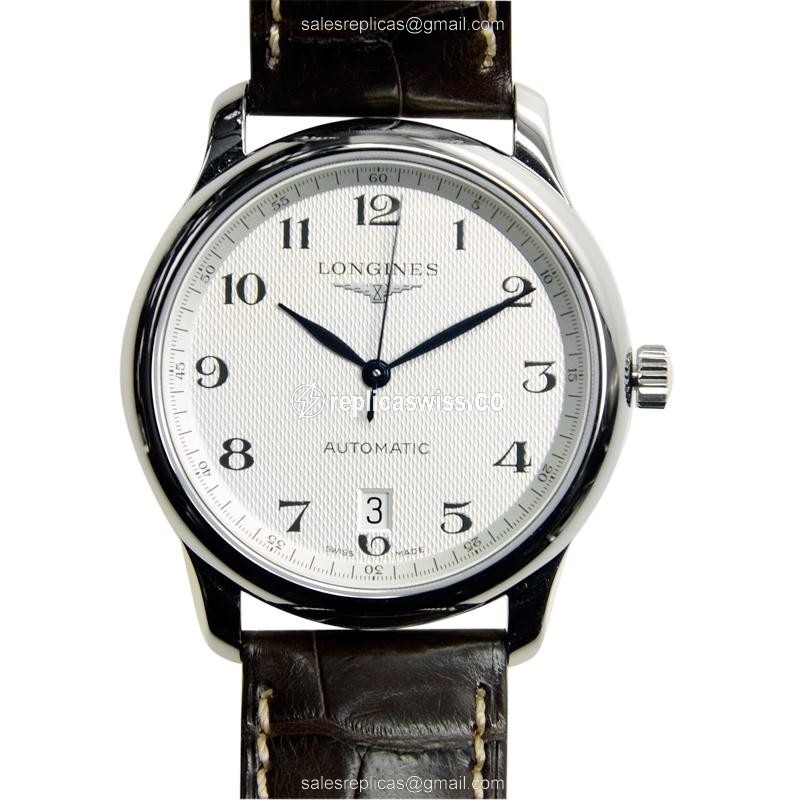 Longines L2.628.4.78.5 Replica - Automatic - White Dial - Alligator Black - Steel Case