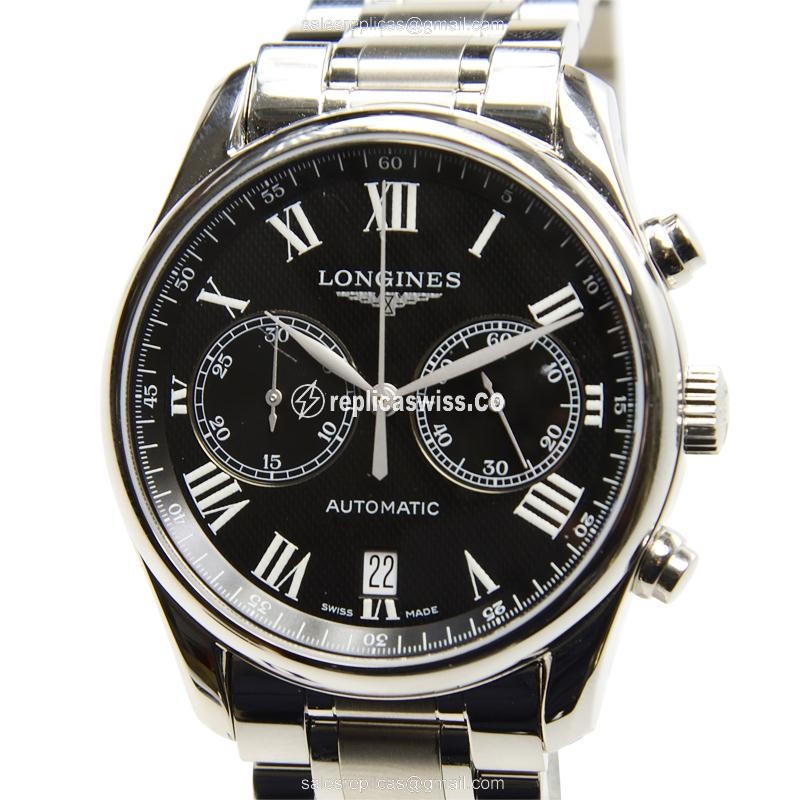 Longines L2.629.4.51.6 Replica - Automatic - Steel - Black Dial, Silver Clasp - Luxury Replica MASTER Watch