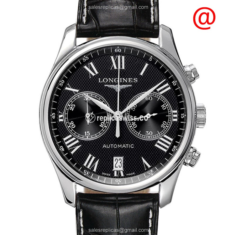 Longines L2.629.4.51.8 Replica - Automatic - Steel Case - Black Dial, Alligator Strap - Luxury Replica MASTER Watch