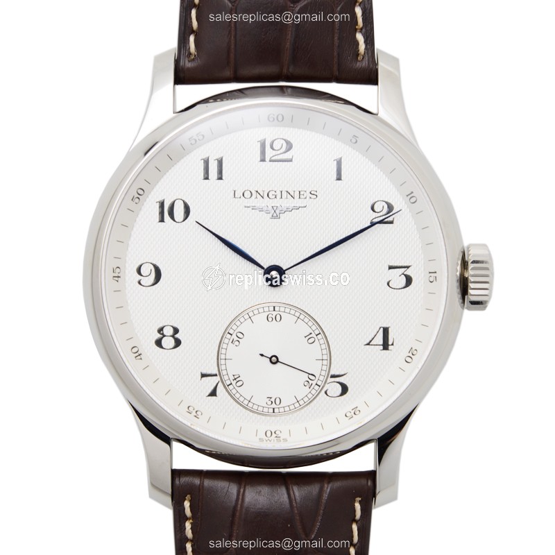Longines L2.640.4.78.3 Replica - Automatic - Steel Case - White Dial, Brown Alligator Strap
