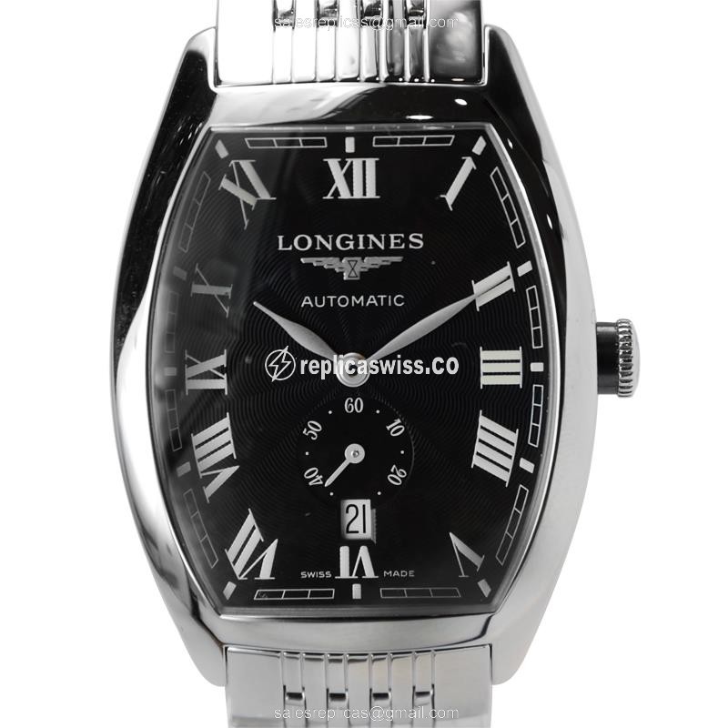 Longines EVIDENZA Automatic - Stainless Steel - Black Dial on Silver Steel Strap - Luxury Replica EVIDENZA Watch