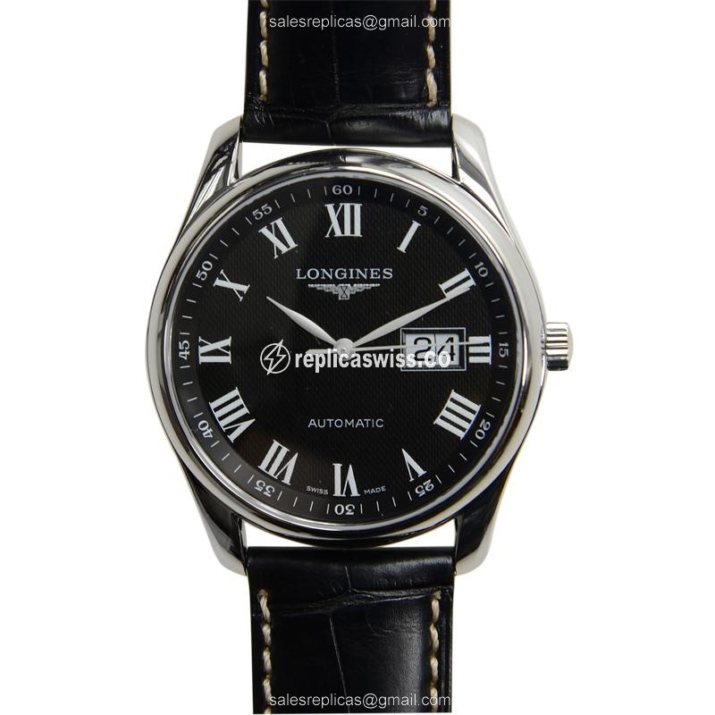 Rolex Master Replica | Automatic - Stainless Steel Case | Black Dial on Black Alligator Strap