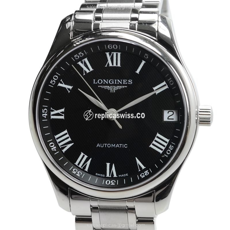 Longines L2.648.4.51.6 Replica | Automatic | Steel Case, Black Dial, Silver Clasp & Strap - Luxury Replica MASTER Watch