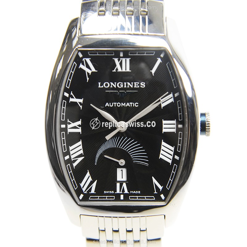 Longines EVIDENZA Automatic - Black Dial - Steel Case - Silver Strap - Clasp - Luxury Replica EVIDENZA Watch