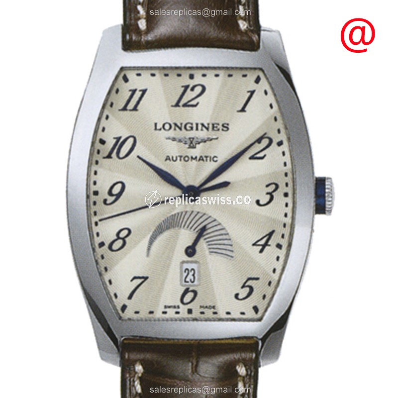 Longines EVIDENZA Replica - Automatic - Stainless Steel - Silver Dial - Brown Leather Strap - Buckle Clasp - Luxury Replica EVIDENZA Watch