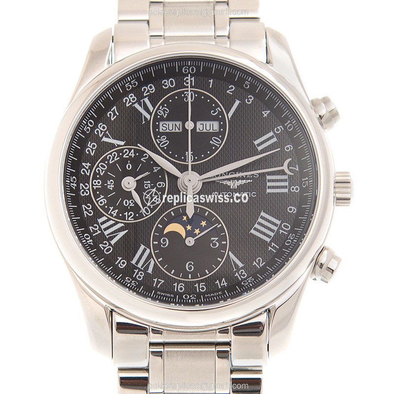 Longines L2.673.4.51.6 Replica - Automatic - Steel Case - Black Dial on Silver Strap