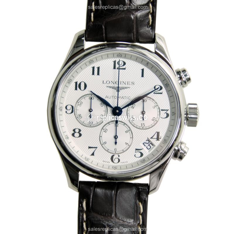 Longines L2.693.4.78.3 Replica - Automatic - Silver Dial - Alligator Brown Strap