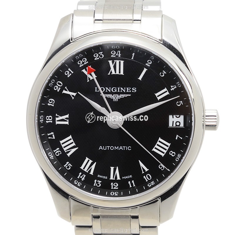 Longines L2.718.4.50.6 Replica - Automatic - Steel Case - Black Dial on Silver Strap
