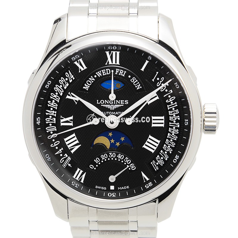 Longines L2.739.4.51.6 Replica - Automatic - Black Dial, Steel Case, Silver Clasp