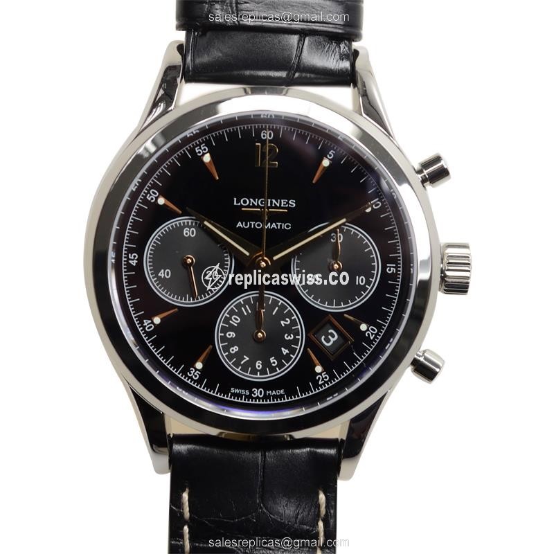 Rolex Heritage Replica - Automatic - Steel Case - Black Dial, Black Alligator Strap - Luxury Replica HERITAGE Watch