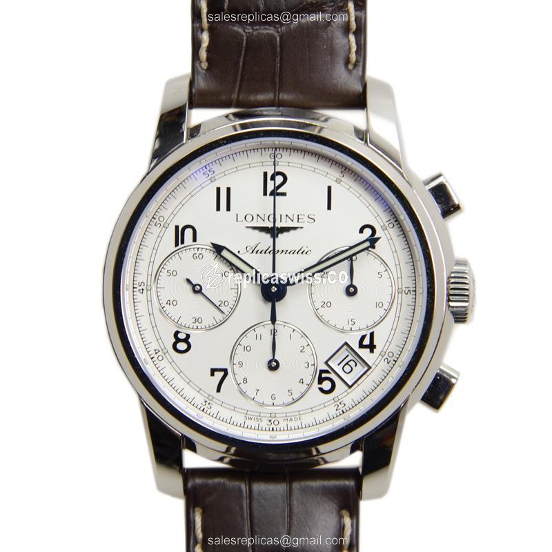 Longines SAINT IMIER Automatic - Steel Case - White Dial - Brown Alligator Strap