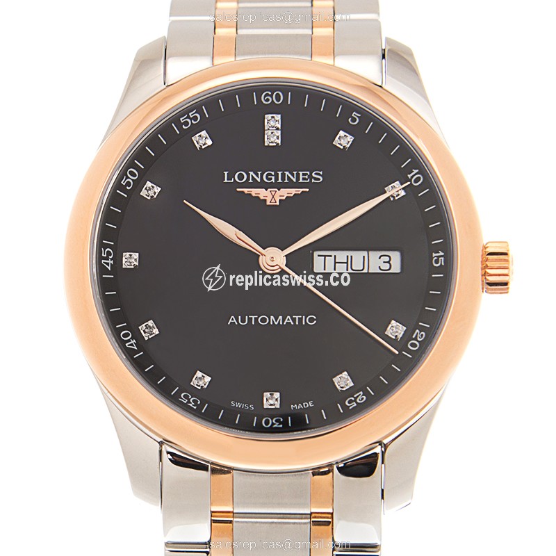 Longines L2.755.5.59.7 Replica - Automatic - 18kt Rose Gold Case - Black Dial
