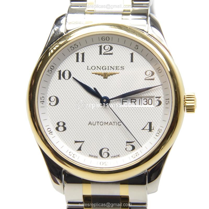 Longines L2.755.5.78.7 Replica - Automatic - 18kt Gold & Steel - White Dial, Silver Clasp