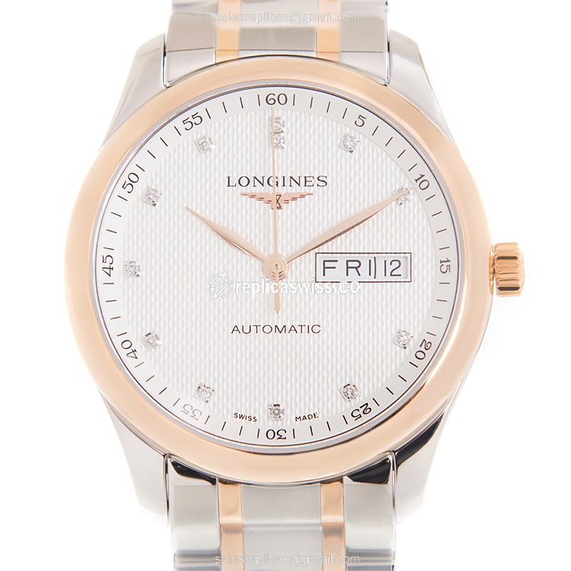 Longines Master Automatic Replica - 18kt Rose Gold, Steel - White Dial