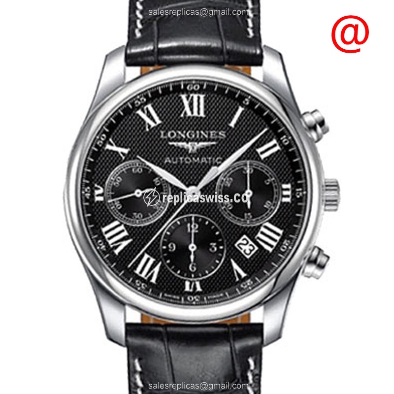 Longines L2.759.4.51.8 Replica - Automatic - Steel Case - Black Dial, Alligator Strap - Luxury  Watch