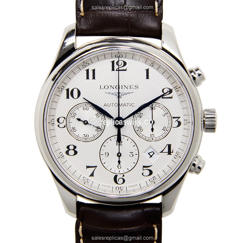 Longines L2.759.4.78.3 Replica - Automatic - Stainless Steel - White Dial on Brown Alligator