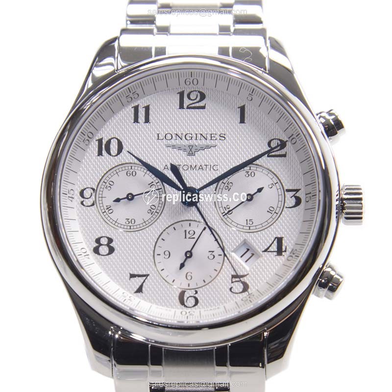 Longines L2.759.4.78.6 Replica - Automatic - Steel Case - White Dial - Silver Steel Strap - Luxury Replica MASTER Watch