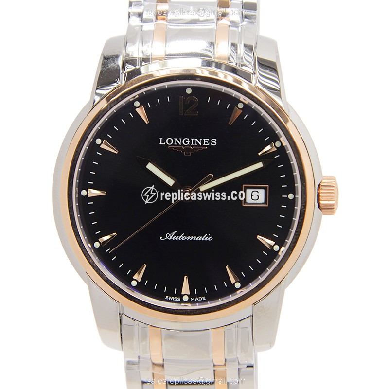 Longines L2.766.5.52.7 SAINT IMIER Replica - Automatic - 18kt Rose Gold - Black Dial, Silver Clasp