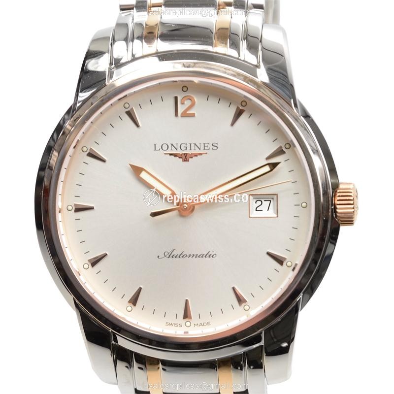 Longines SAINT IMIER Replica - Automatic - Rose Gold & Steel - Silver Dial