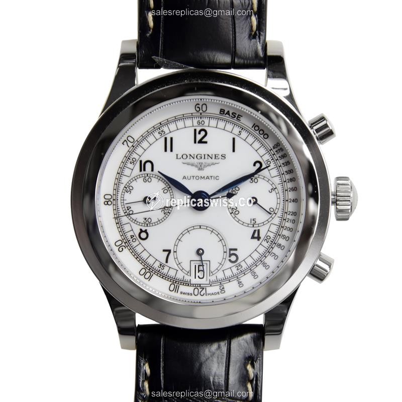 Longines Heritage Replica - Automatic - Stainless Steel - White Dial, Buckle Clasp