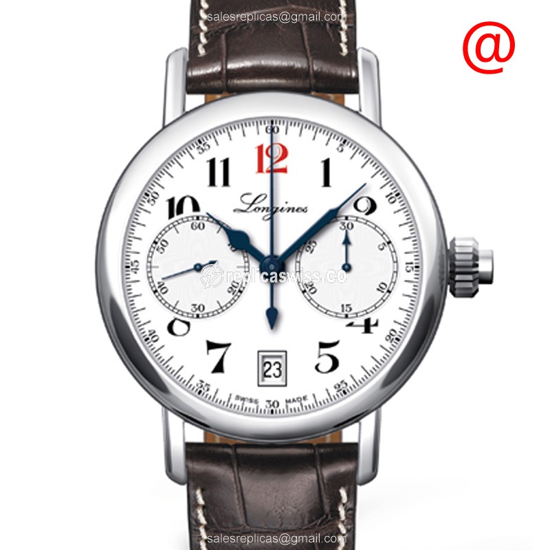 Longines Heritage Classic Replica - Automatic - Stainless Steel - White Dial - Brown Leather Strap