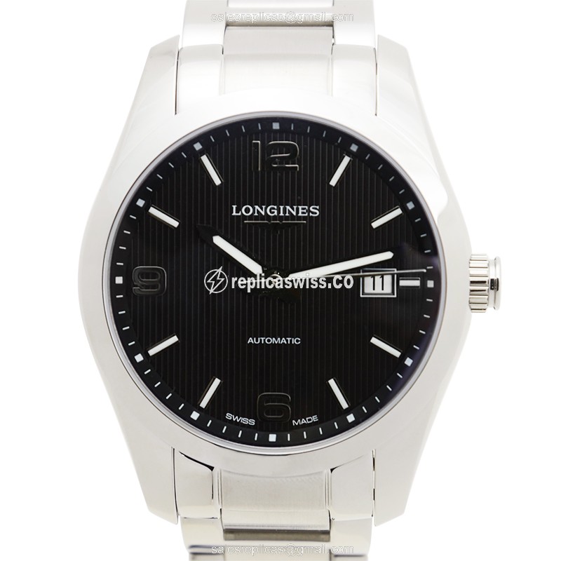 Longines CONQUEST CLASSIC Replica - Automatic - Black - Steel Case, Silver Strap - Luxury  Watch