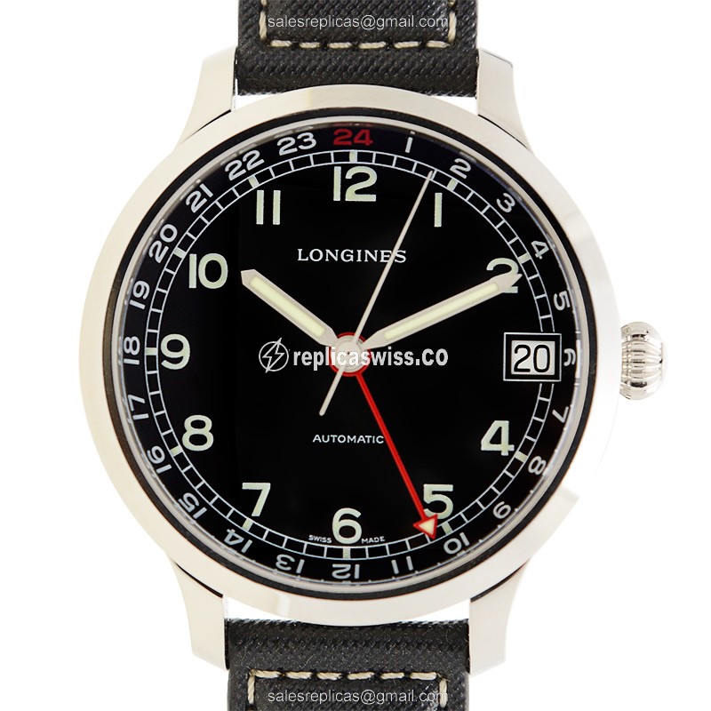 Longines Heritage Replica - Automatic - Stainless Steel - Black Dial, Sapphire Crystal - Luxury Replica HERITAGE Watch