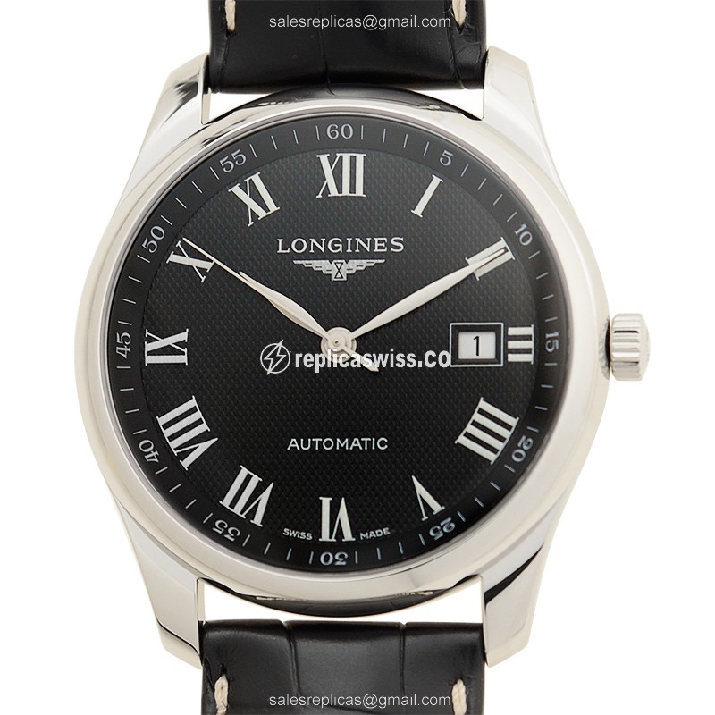 Longines L2.793.4.51.7 Replica - Automatic - Steel Case - Black Dial, Leather Strap