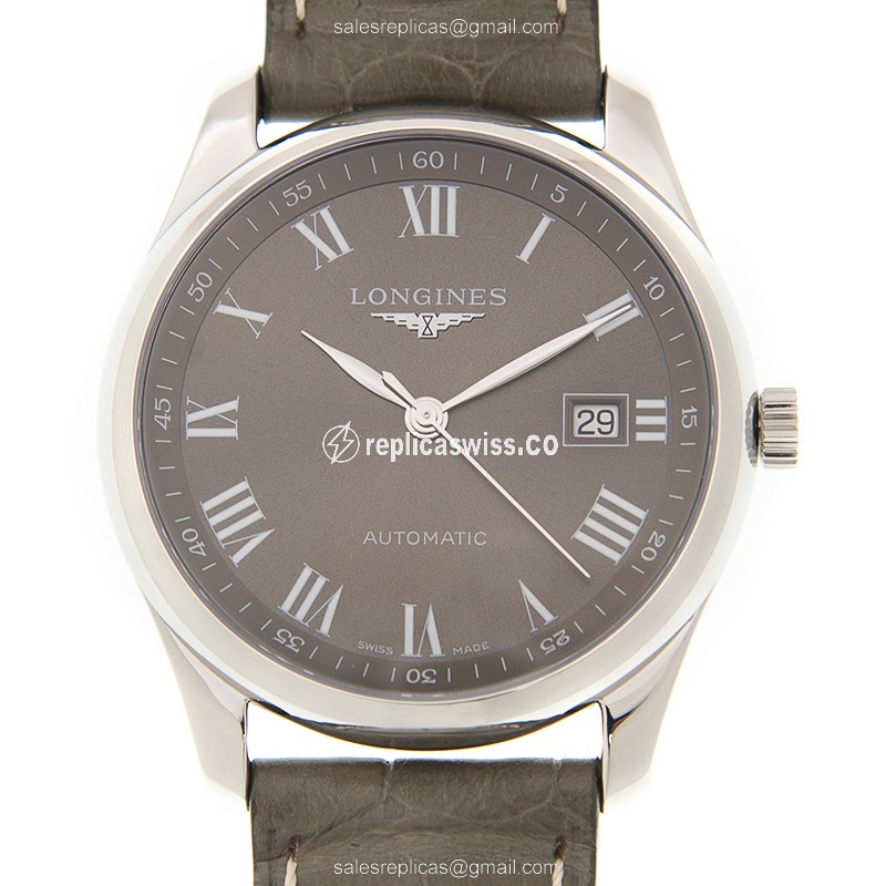 Longines Master Replica - Automatic | Stainless Steel | Brown Dial | Grey Alligator Strap
