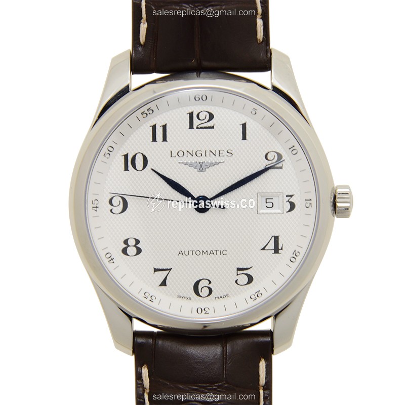 Longines L2.793.4.78.3 Replica - Automatic - Stainless Steel Case - White Dial on Brown Alligator Strap