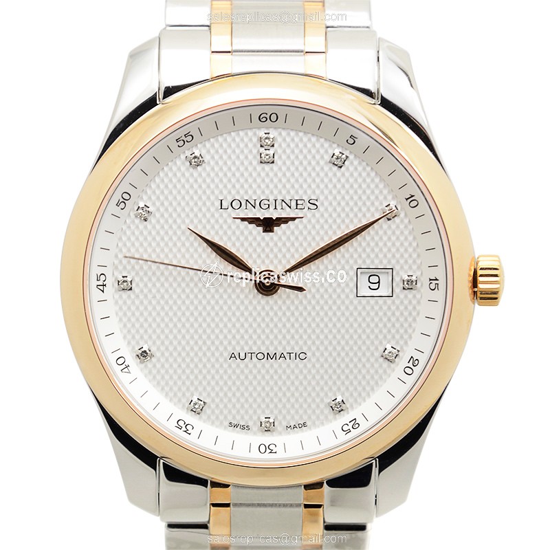 Longines Master Automatic 18kt Rose & Steel - White Dial, Silver Steel Strap, Clasp