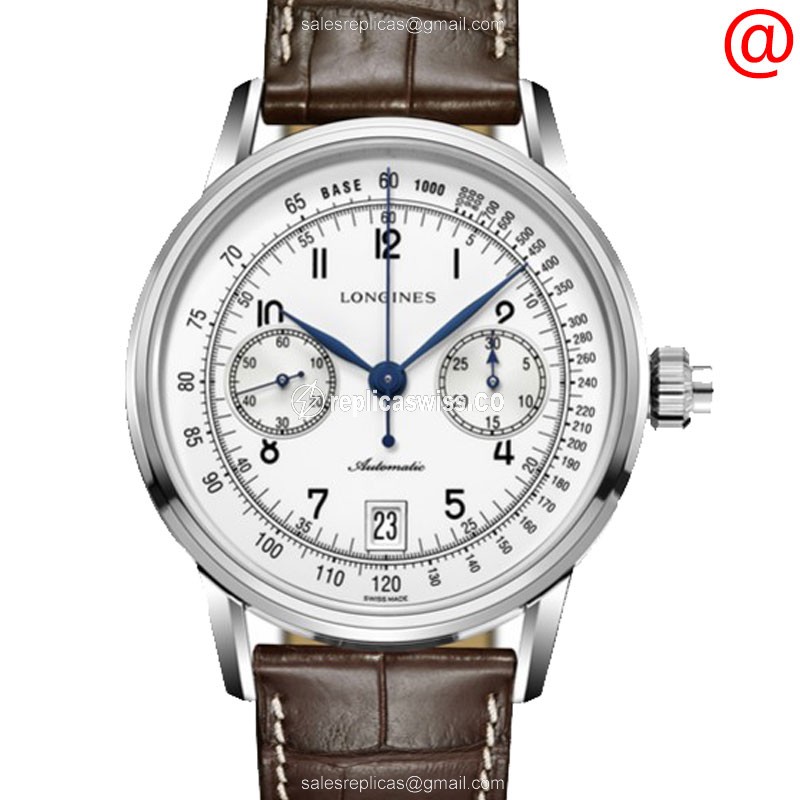 Longines Heritage Replica - Automatic - White Dial - Brown Alligator - Stainless Steel Clasp - Luxury Replica HERITAGE Watch