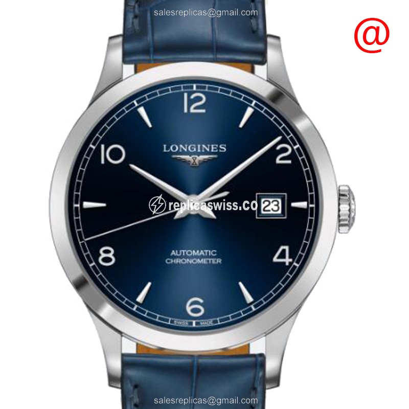 Longines RECORD Replica - Automatic - Steel Case - Blue Dial, Alligator Strap - Luxury  Watch