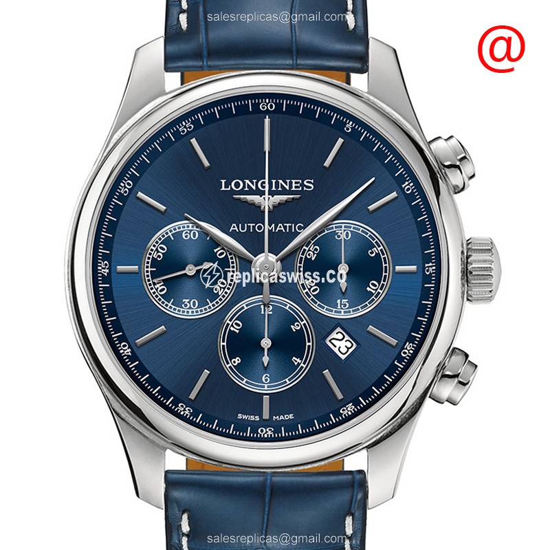 Longines Master Automatic - Blue Dial - Steel Case - Blue Alligator Strap - Buckle Clasp - Luxury Replica MASTER Watch