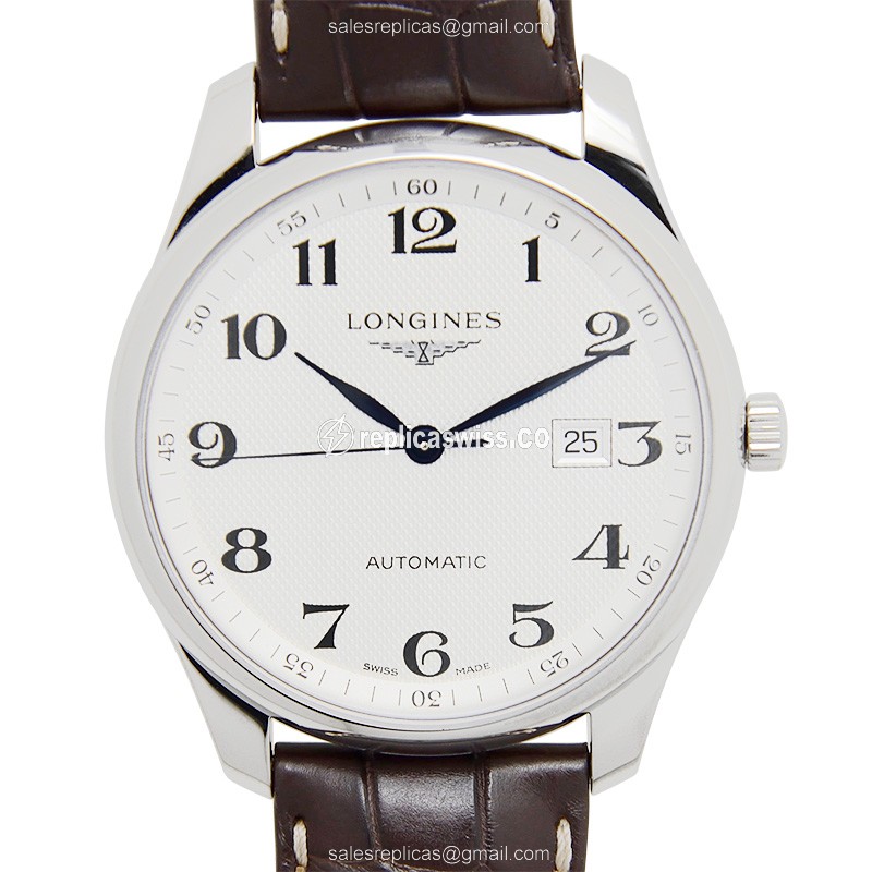 Longines L2.893.4.78.3 Replica - Automatic - Steel Case - Silver Dial - Brown Alligator Strap