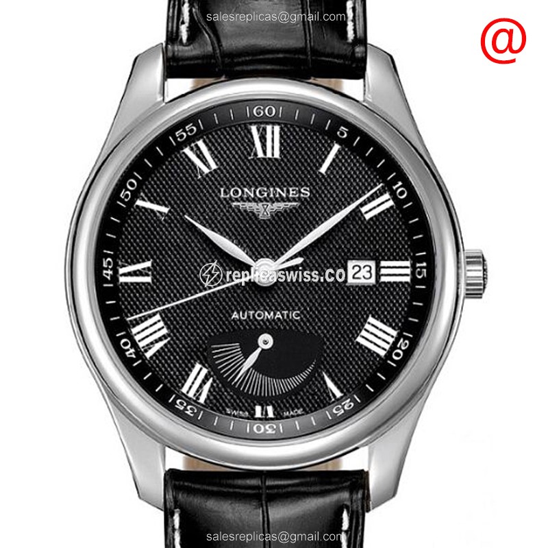 Longines L2.908.4.51.7 Replica - Automatic - Steel Case - Black Dial on Black Alligator Strap - Luxury Replica MASTER Watch