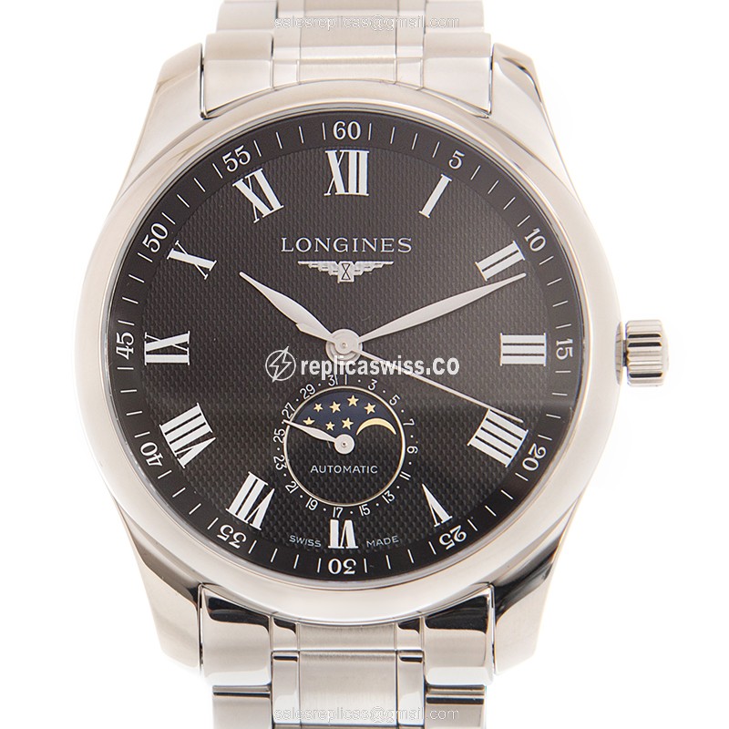 Longines L2.909.4.51.6 Replica - Automatic - Black Dial on Silver Steel Strap